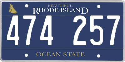 RI license plate 474257