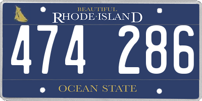 RI license plate 474286