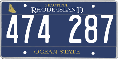 RI license plate 474287