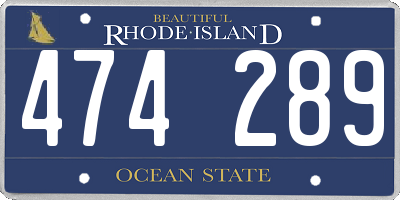 RI license plate 474289