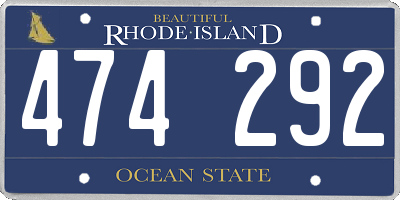 RI license plate 474292