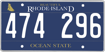 RI license plate 474296