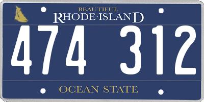 RI license plate 474312