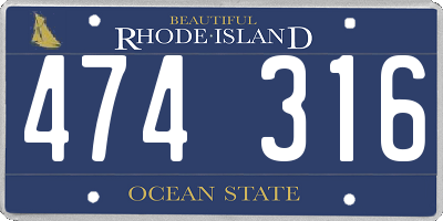 RI license plate 474316