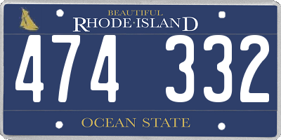 RI license plate 474332