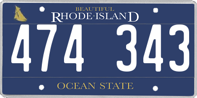 RI license plate 474343