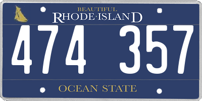 RI license plate 474357