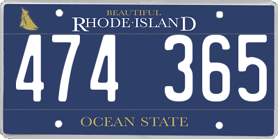 RI license plate 474365
