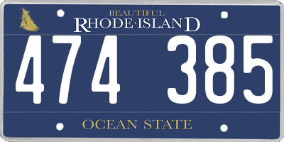 RI license plate 474385