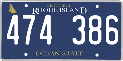 RI license plate 474386