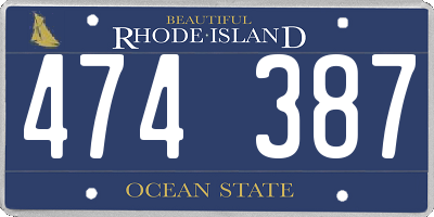 RI license plate 474387
