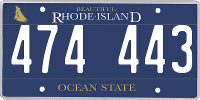 RI license plate 474443
