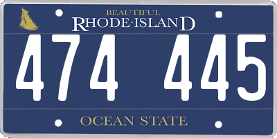 RI license plate 474445