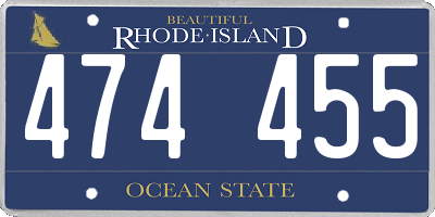 RI license plate 474455