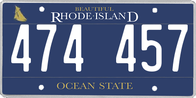 RI license plate 474457