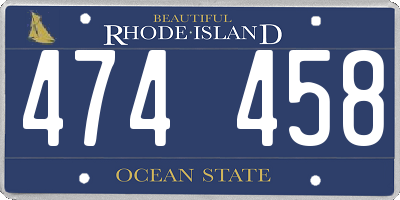 RI license plate 474458
