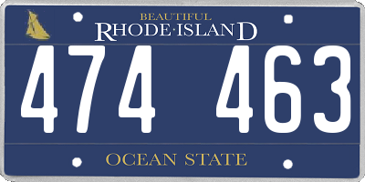 RI license plate 474463