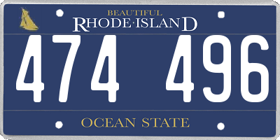 RI license plate 474496