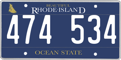 RI license plate 474534