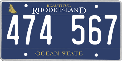 RI license plate 474567