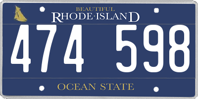 RI license plate 474598