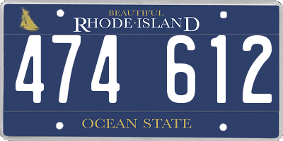 RI license plate 474612