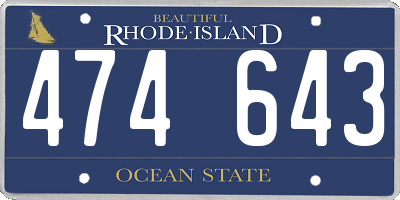 RI license plate 474643