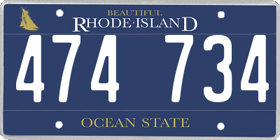 RI license plate 474734