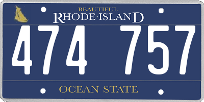RI license plate 474757