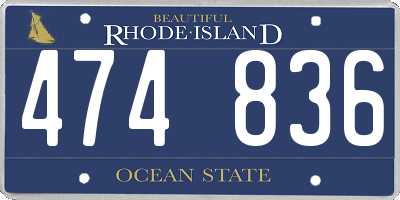 RI license plate 474836