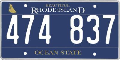 RI license plate 474837