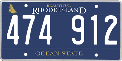 RI license plate 474912