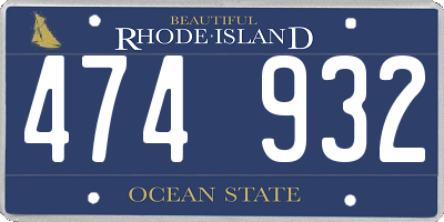 RI license plate 474932
