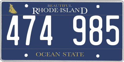 RI license plate 474985