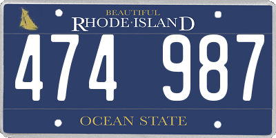 RI license plate 474987