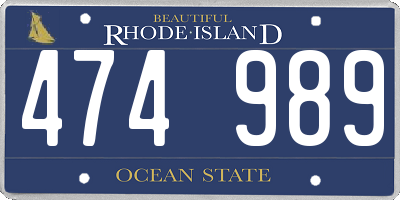 RI license plate 474989