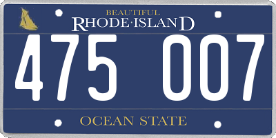 RI license plate 475007