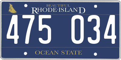 RI license plate 475034