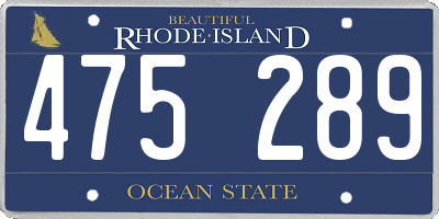 RI license plate 475289