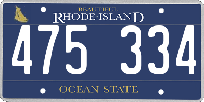 RI license plate 475334