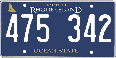 RI license plate 475342