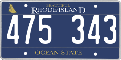 RI license plate 475343