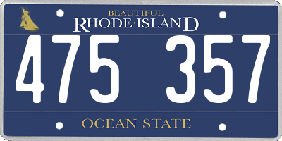 RI license plate 475357