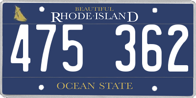 RI license plate 475362