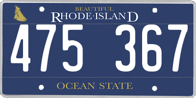 RI license plate 475367