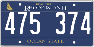 RI license plate 475374