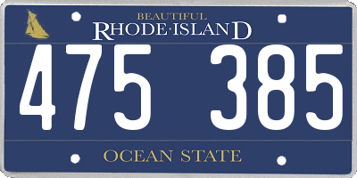 RI license plate 475385