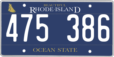 RI license plate 475386