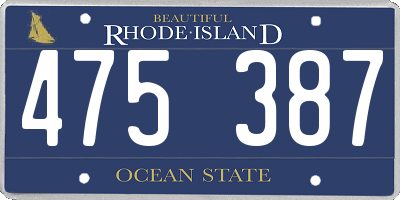 RI license plate 475387
