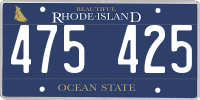RI license plate 475425